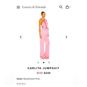 Revolve Lovers + Friends Halter Pink Jumpsuit XS
